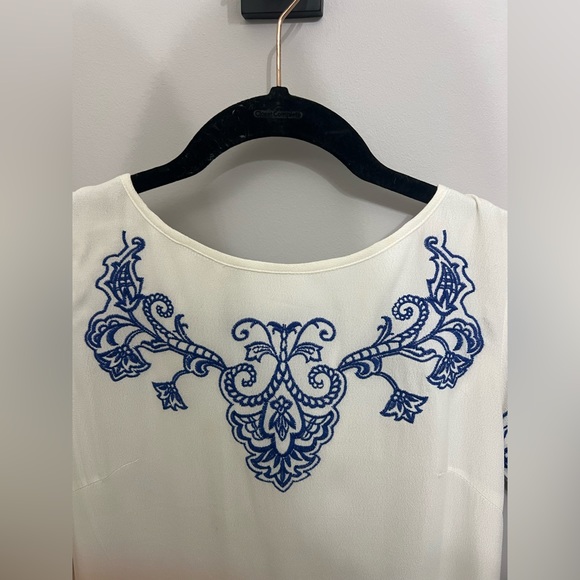 Lulus White and Blue Embroidered Dress - Picture 2 of 3